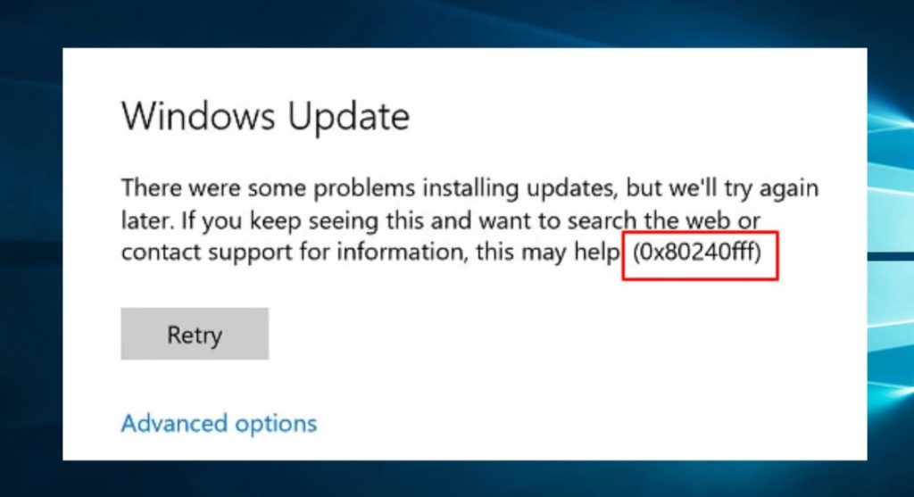 windows update 0x80240fff hatası